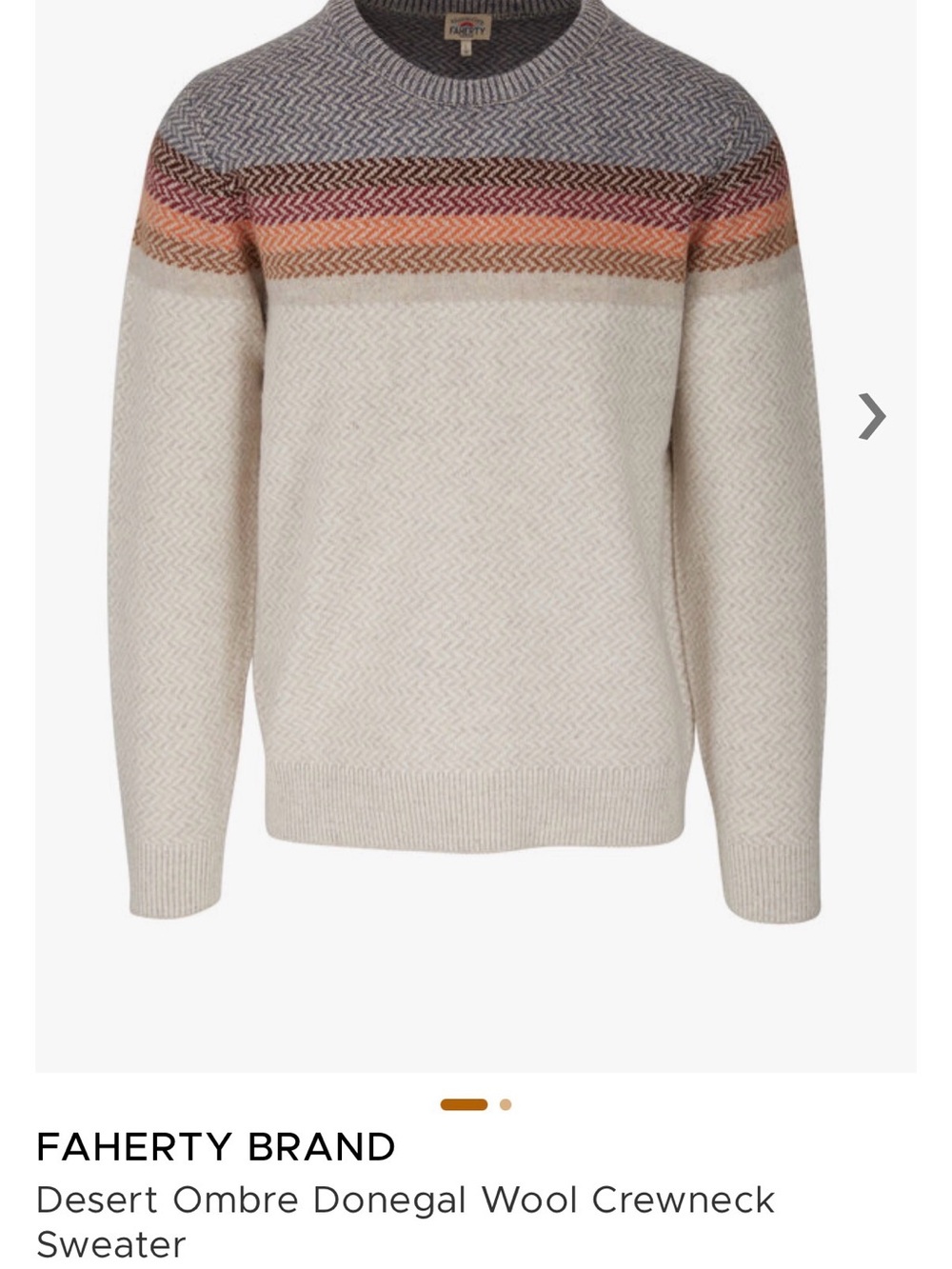 FAHERTY BRAND Desert Ombre Donegal Wool Crewneck Sweater Men’s M Retail $228